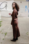 BASERANGE Linen Didin Long Sleeve Dress France BAS-DRDYL-VI-SP24-SHENZONG Dark Brown